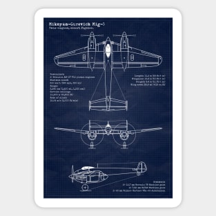 Mikoyan-Gurevich Mig5 URSS Blueprint Sticker